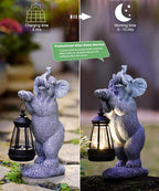 Elephant Statues for Garden Decor: Outdoor Sculpture with Warm Lights for Balcony Lawn Patio Yard - Gifts for Mom Grandma Women