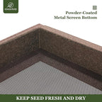 Kingsyard Platform Mealworm Bird Feeder for Outside, Recycled Plastic Hanging Tray Bird Feeders with Large Capacity 3.5 lbs, Premium Quality & Durable, Great for Attracting Wild Birds, Brown