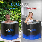 WAVYEASE Portable Bath Tub for Adults -(31.5"L x 26"H) Foldable Cold Plunge Tub for Recovery - Collapsible Soaking Bath Tub for Shower Stall Home SPA - Outdoor Ice Bathtub for Athletes (Black)