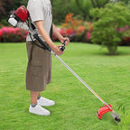 38.3CC Weed Wacker Gas Powered, 4-Cycle Brush Cutter and Gas String Trimmer with 5.24ft Long Rod, 1.3-1.4HP Lawn Edger Grass Trimmer Tools Included Auxiliary Handle & Shoulder Strap for Lawn Care