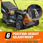 SENIX Self Propelled Gas Lawn Mower 21''- 140 cc 4-Cycle Briggs & Stratton Engine, 3-in-1 Bagging, Mulching, and Side Discharge, 6 Heights Adjustment, Gas Lawn Mower