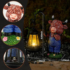 Solar Highland Cow Statue for Garden Decor: Outdoor Highland Cattle Sculpture with Lantern Clearance for Yard Balcony Lawn Patio Ornaments - Gifts for Mom Women Grandma