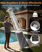 HUGROVE Pyramid Patio Heater for Large Area, 48,000 BTU Rapid Heating Outdoor Propane Heater With Wheels and Weatherproof Cover, Triple Protection System for Patio, Backyard, Garden, Pool (2 heaters)