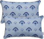 Pack of 2 Patio Lumbar Pillows, 12"x20" Fade Resistant Outdoor Waterproof Lumbar Pillow with Inners, Decorative Garden Lumbar Cushions for Home Patio Terrace Sofa Use