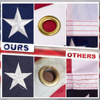 Deluxe Cotton American Flag 4x6 FT for Outside, Tear Resistant US Flags High Wind with Embroidered Stars, Sewn Stripes, the Best Indoor Outdoor Flag
