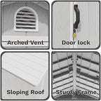 Devoko 4x6 FT Outdoor Storage Plastic Shed, Waterproof Resin Garden Shed with Lockable Door, Floor & Window, All-Weather Tool Shed for Backyard, Patio, Lawn, Poolside