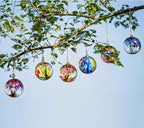 4” Tree of Life Witch Balls, Gazing Balls Hanging Friendship Balls, Hand-Blown Glass Christmas Ornament for Window Outdoor Home Decor, Garden Decoration, Gifts for Women (Yellow