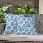LVTXIII Outdoor Throw Pillows, Decorative Throw Pillows with Inserts, 16"x16" Square Pillows for Bed, Couch, Sofa and Patio Furniture, Set of 2, Celadon Geometric