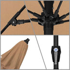 California Umbrella 9' Round Sunbrella Aluminum Outdoor Deck, Pool or Patio Umbrella, Crank Lift, Auto Tilt, Bronze Pole, Sunbrella Cocoa