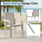 Outdoor Dining Chairs Set of 6, Stackable Patio Chairs with Textilene Fabric, Lightweight Garden Chairs for Poolside, Backyard, Camping, Grey