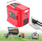 200W Power Inverter Compatible with Milwaukee 18V Battery, DC 18V to AC 110V Portable Power Station with 1 AC Outlet, 2 USB Ports & 1 Type-C Fast Charging, 200LM LED Work Light