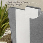 Decorative Outdoor Water Repellent Throw Pillows with Inserts, Set of 4, 20" x12" Pillows for Patio, Backyard, Bed, Couch, and Patio Furniture, Gray Stripe