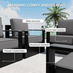 Outdoor Patio Furniture Set, 4-Piece Aluminum Patio Conversation Set All-Weather Metal Outdoor Sectional with 6 Inch Thick Cushions, Deep Setting for Garden, Outside and Porch