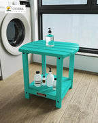Ciokea Adirondack Outdoor Side Table, 2-Tier Sturdy Patio End Table Weather Resistant, Morden Side Table for Patio, Pool, Porch, Lake Blue