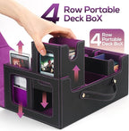 Trading Card Storage Box for MTG, card storage box with Commander Display，Multi-purpose Deck Case for MTG TCG Sports Card, 4 Toploaders, 4 Stoppers, 4 Colorful Dividers (Black & Purple)