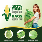 30-33 Gallon Compostable Trash Bags Flat-Top 30 Bags Heavy Duty1.57 Mil, 124.92 Liter Large Lawn and Yard Waste Bag green for Outdoor Garden ASTM D6400, US BPI and OK Compost Home Certified