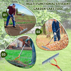 Thatch Rake for Lawn - 40" to 70" Adjustable Dethatching Rake, Heavy Duty Metal Thatching Tool for Turf Garden Maintenance