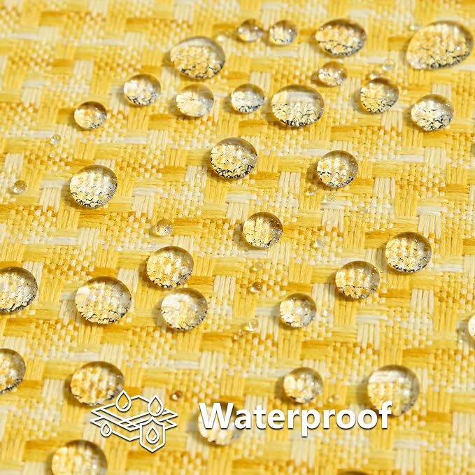 Kevin Textile Outdoor Waterproof Throw Pillow Covers Pack of 2 Farmhouse Decorative Cushion Covers for Garden Patio Tent Balcony Bench Couch Sofa 24x24 Inch, Yellow