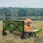 TIMBER RIDGE 49" Extra Long Collapsible Folding Wagon with Tailgate and Brakes, 300lbs Heavy Duty Wagon Carts Foldable, 250L Capacity Portable Cart for Dogs, Garden, Outdoor Camping Sports, Green