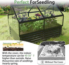 68.7" Raised Garden Bed with Greenhouse Cover, Galvanized Steel Planter Box with Open Bottom Drainage, Dual Use Outdoor Metal Planter for Vegetables Flowers and Herbs