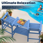 Tall Adirondack Chairs Set of 2, All Weather HDPE Poly Bar Height Balcony Adirondack Chair with Removable Double Connecting Trays, Outdoor Adirondack Barstools for Deck, Patio, Yard, Pool, Lawn