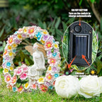 Garden Whimsical Gnome and Bulldog Statue Delightful Garden Decoration with Solar Light Gifts for Yard, Patio Decor (Flower Angel)