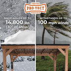 Backyard Discovery Arcadia 24' x 12' Cedar Wood Outdoor Gazebo Pavilion with Hardtop Galvanized Steel Slope Roof, Snow Support, Wind Resistance, PowerPort, Shade for Garden, Patio, Deck, Entertaining