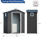 JY QAQA 5x3 FT Metal Outdoor Garden Storage Shed, Waterproof Metal Garden Sheds with Window and Lockable Double Door, Weather Resistant Steel Tool Storage House Shed for Patio, Lawn Gray