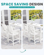SERWALL All Weather HDPE Outdoor Patio Bar Set, Outdoor Bar Table and Chairs Set, Adirondack Bar Chairs Set of 2 and Bar Height Table, Outdoor Furniture for Outside, Poolside, Backyard, Garden, White