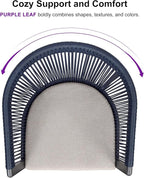 PURPLE LEAF Patio Dining Set for 6 All-Weather Wicker 7 Piece Aluminium Outdoor Table and Chairs Set Included Cushions for Backyard Indoor Decor Kitchen Modern Outdoor Furniture Set Grey and Navy