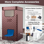 COSTWAY Portable Steam Sauna, Personal Home Sauna Tent w/ 3L Steam Generator, Foldable Chair, Remote Control, 9-Level Adjustable Temperature, Timer, Full-Size Indoor Steam Room for Home Spa (Coffee)