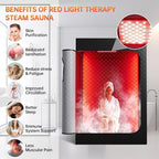 Upgraded 2 Person Infrared Sauna Box, 77”x 37”x 50” Portable Sauna with 660nm Red Light Therapy & 850nm,5-Layer Waterproof, 2 Steamers,2 Folding Chairs for Home Sauna