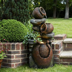 Outdoor Garden Water Fountain for Garden, Patio, Backyard, Deck, Porch and Home Art Decor, 3 Tiers Modern Cascading Outdoor Fountain with Lights 38.4" H