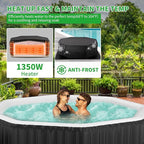 4-6 Person Inflatable Hot Tub, Polygon Portable Blow Up Hot Tub, Leak-Proof PVC Outdoor Spa with 130 Strong Air Jets, Heater Pump and Insulated Cover, 77” X 77”X 25”