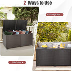 Tangkula 175 Gallon Outdoor Storage Box, Wicker Patio Deck Box with 2 Universal Wheels and Waterproof Zippered Liner, Outdoor Storage Container for Cushions, and Garden Tools