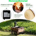 Carbonized Wood Outdoor Freestanding Fountain - Movable Vintage Hand Pump Cart, Plug-in Water Pump Electric Decorative Water Feature for Patio, Garden & Indoor Decoration