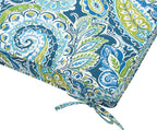 Magpie Fabrics Indoor Outdoor Waterproof Square Chair Cushion, 18" x 18" x 2.5", 2 Pack, Water Resistant Seat Cushions, for Patio Garden Office, Paisley Lapis Green