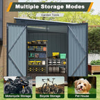 6x8 FT Lean to Shed with Lockable Double Doors, Metal Outdoor Storage Shed with Free PC Light Board for Tools, Outside Storage Shed Waterproof for Backyard, Patio, Garden