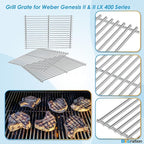 66089 18.75" Grill Grates for Weber GS4 Genesis II 400 & Genesis II LX 400 Series (2017 and Newer), Weber Genesis 2 Grill Parts for Genesis II E-410 Grill Grates Parts for Weber 66097
