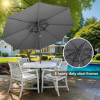 FLAME&SHADE 9ft Patio Umbrella - 2 Tiers Outdoor Umbrella with Push Button Tilt and Crank for UV Protection, Table Market Umbrella for Garden, Deck, Backyard, Pool and Beach(Anthracite)