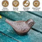 Cast Iron Bird Key Hider, Bird Statue and Keys Hiders Outside, Decorative Outdoor Hidden Keys Holder, Animal Shaped Hide a Key for Indoor Garden Yard Patio Decor, Brown