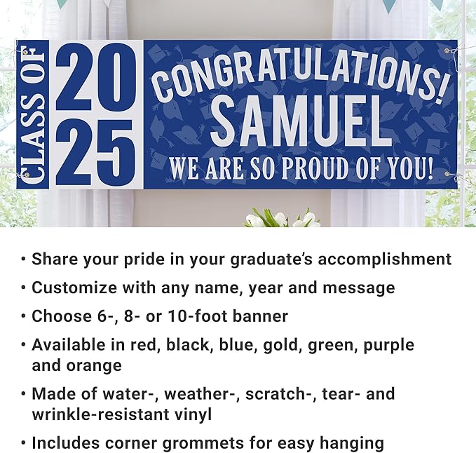 Let's Make Memories Personalized Graduation Banner Class of 2025 - Graduation Party Decorations - Congratulations Banner - Indoor/Outdoor Vinyl - Best in Class - Black - 10 ft.