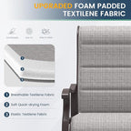 Amopatio Padded Patio Swivel Chairs Set of 8, Outdoor Dining Chairs with Ultra Soft Textilene High Back Seat & Metal Rocker Frame, for Backyard Deck Lawn Garden, Light Gray