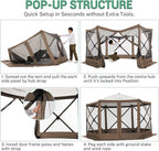 COBIZI 12x12ft Pop up Gazebo Screen Tent Screen House for Camping, Camping Outdoor Screened Gazebo with Mosquito Netting, Portable Hub Tent with Carrying Bag and Ground Stakes, Brown(Upgraded 2.0)