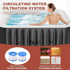 LILYPELLE 4-6 Person Inflatable Hot Tub, Square Portable Hot Tub with 130 Bubble Jets, Large Outdoor Spa Bathtub Set with Heater Pump, Filter and Insulated Cover, 73" X 73" X 25"