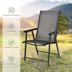 S AFSTAR Patio Chairs Set of 4, Outdoor Folding Dining Chairs with Armrests, Foldable Porch Chairs for Lawn Deck Backyard, Folding Chairs for Adults (Black)