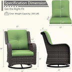 Outdoor Swivel Rocker Patio Chairs Set of 2 - Outdoor Wicker Patio Conversation Sets 2 Pieces with Olefin Fabric Cushions Suitable for Backyard Deck and Porch, Green