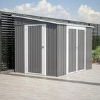 8x6 FT Metal Outdoor Storage Shed with Adjustable Side Door & Lockable Double Doors, Aluminum Frame, Waterproof Tool Shed with Floor Frame, Durable Garden Storage for Backyard & Patio