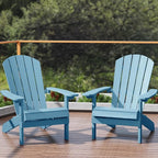 YEFU Adirondack Chairs Set of 2 Plastic Weather Resistant, Outdoor Chairs 5 Steps Easy Installation, Like Real Wood, Widely Used in Outdoor, Patio, Fire Pit, Deck, Outside, Campfire Chairs (Blue)