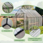 8X12 FT Greenhouses for Outdoors,Heavy Duty Polycarbonate Greenhouse, Large Walk-in Greenhouse with Roof Vent, Aluminum Hot House for Garden,Backyard